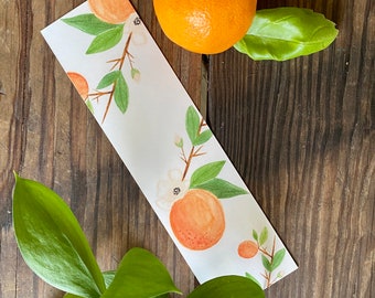 Watercolor Orange Blossom Bookmark | Handmade Fruit Art