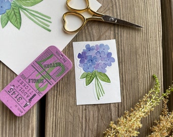 Hydrangea Sticker | Flower Die Cut Waterproof Sticker | Watercolor Art | Vinyl Sticker