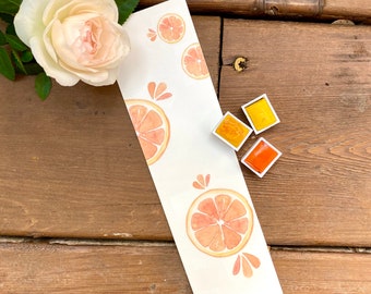 Watercolor Orange Bookmark | Citrus Fruit, Handmade