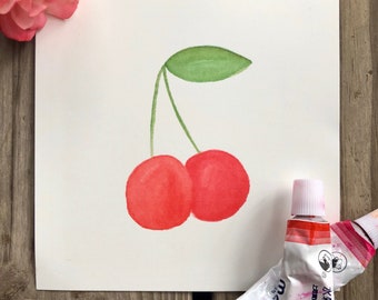 Cherry Watercolor Painting | Nursery Fruit Print