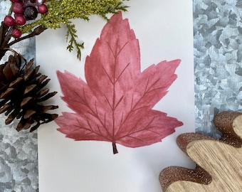 Maple Leaf Watercolor Art Print | Autumn Thanksgiving Decor