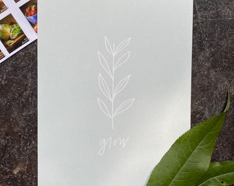 Grow Botanical Art Print | Simple Dorm Decor (5x7)