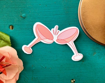 Cheers Champagne Sticker | Pink Coral Vinyl Decal