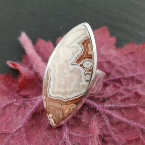 Laguna Crazy Lace Agate (size 9, R 1/2) 925 Sterling Silver ring, 14x34mm stone