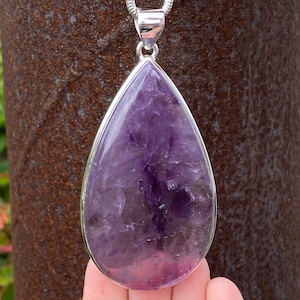 SOLD - RESERVED for A Large Amethyst pendant in 925 Sterling Silver - handmade 45x92mm pendant - hand cut natural purple gemstone