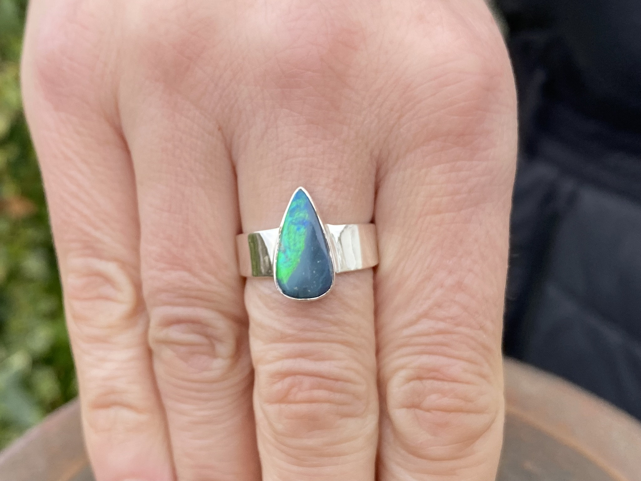 オーストラリア産オパールダブレット（サイズN、7）リング、925