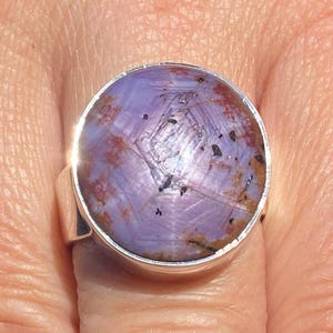 Natural Star Ruby (size Q , 8.5) ring in 925 Sterling Silver - 17x18mm natural untreated gemstone