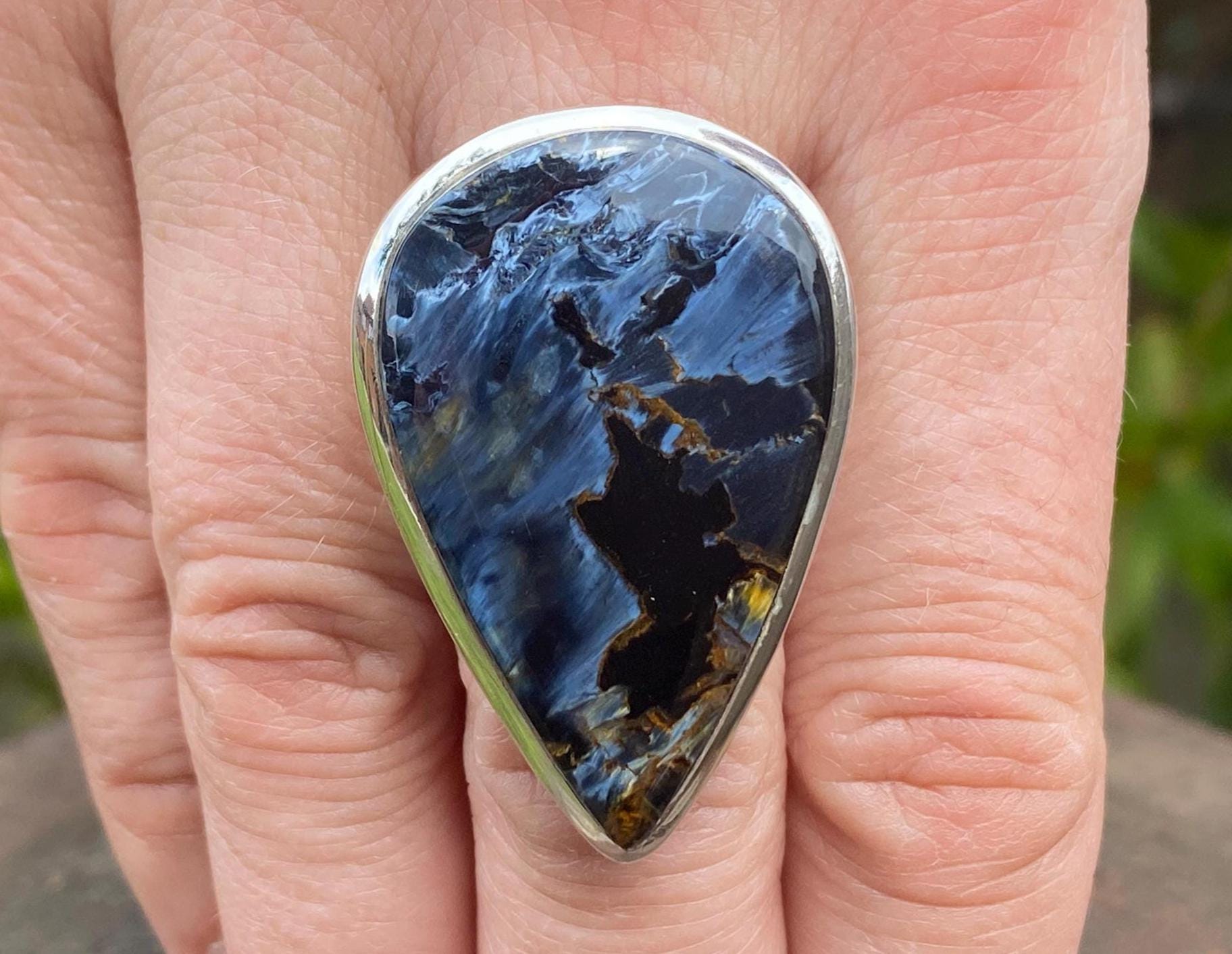 Blue Pietersite (size P 1/2 , 8.25) Ring in 925 Sterling Silver