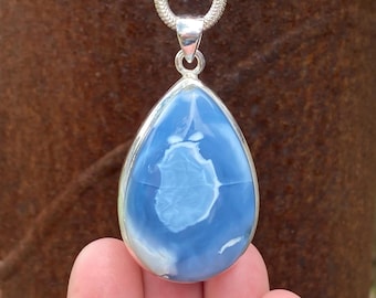 スターリングシルバーとインディアンブルーオパールペンダント 12.2g