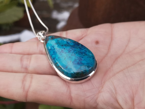 Iron Azurite Pendant in 925 Sterling 