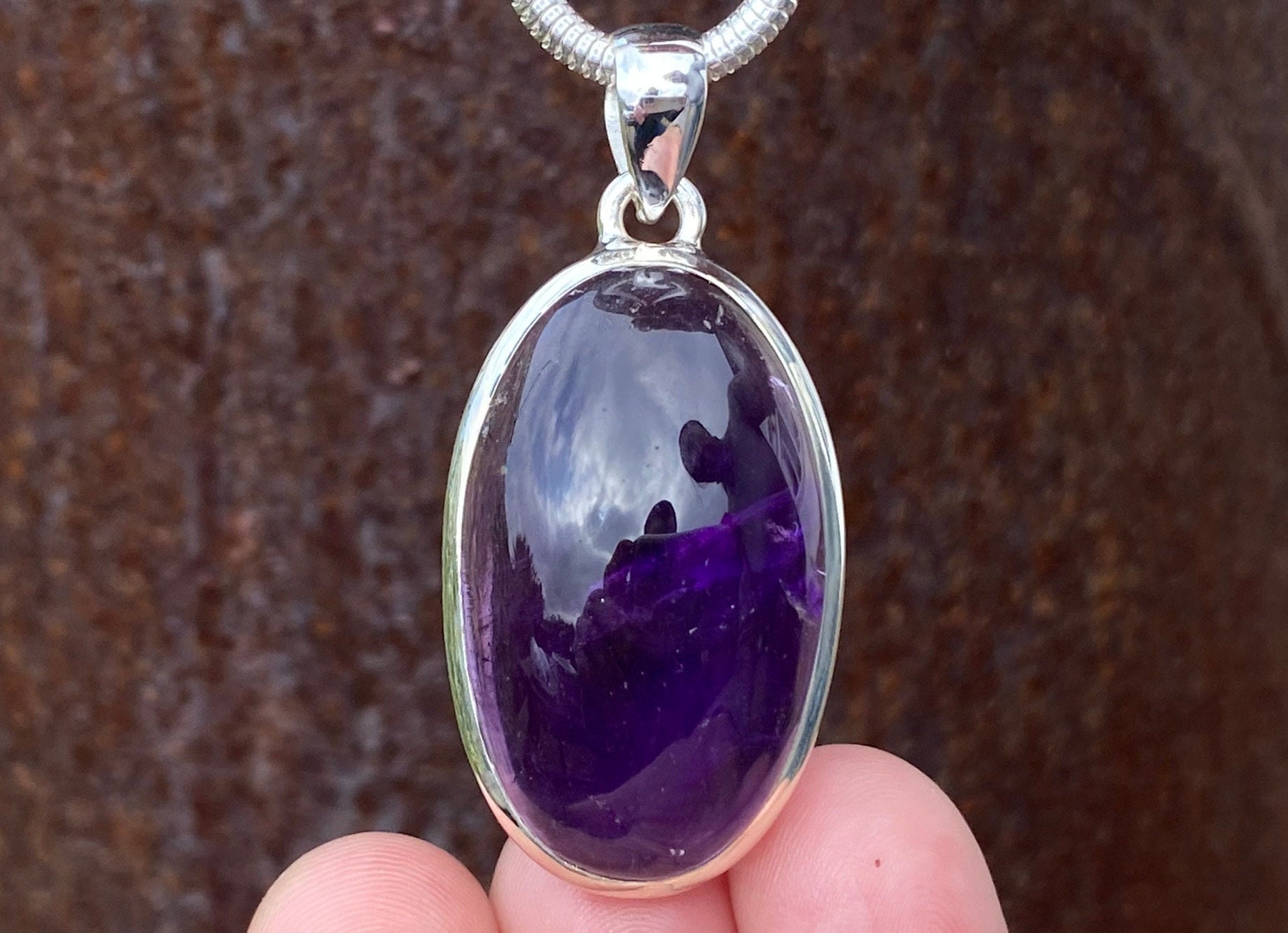 Ciondolo In Argento 925 Con Ametista Viola Naturale Taglio A Pera, Fatto A Mano, India