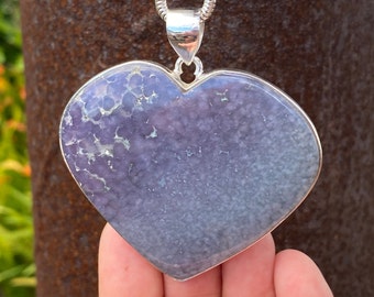 Indonesian Grape Agate pendant in 925 Sterling Silver - 61x65mm handmade pendant - natural purple gemstone - Indonesia