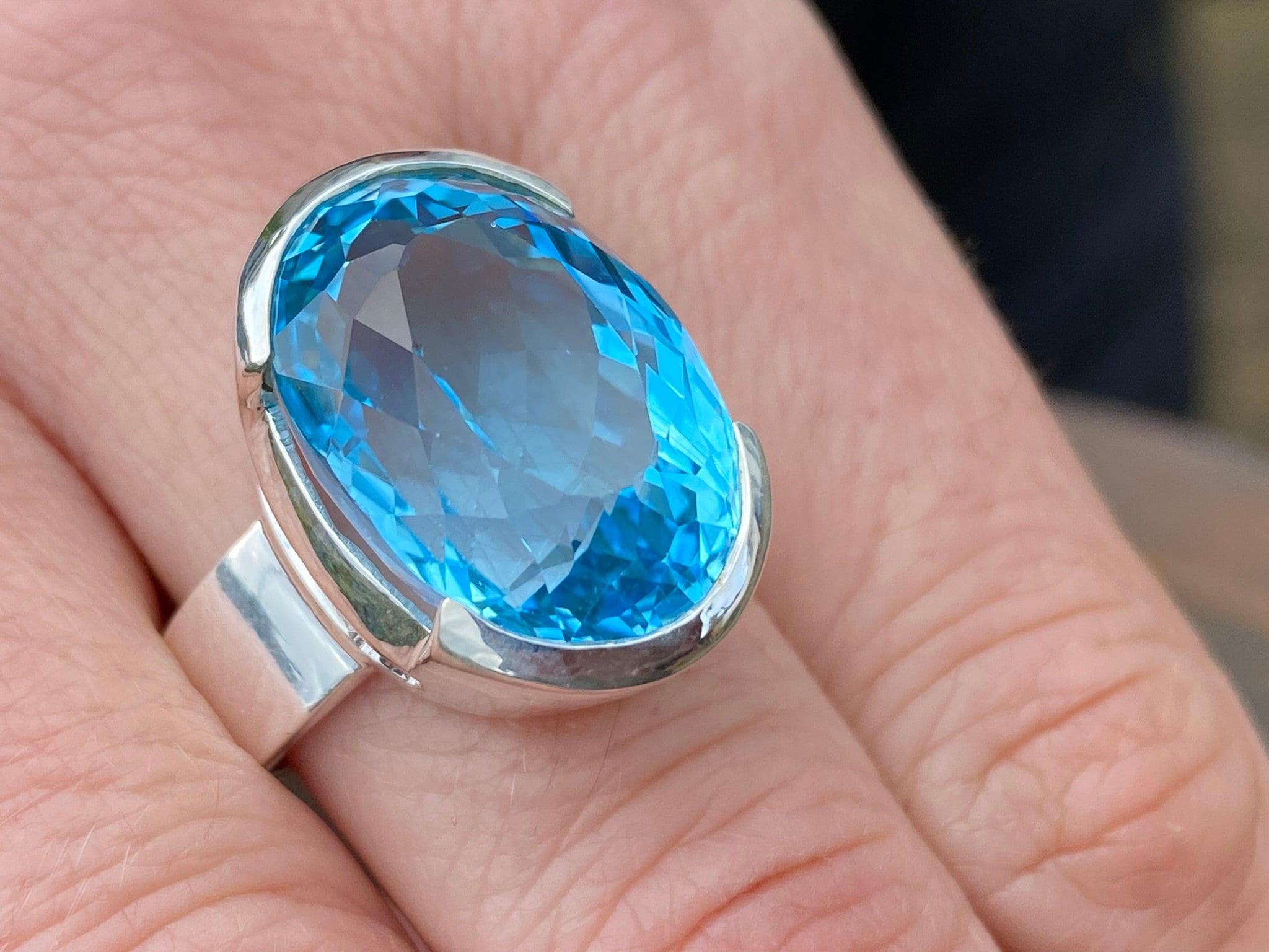 スタジオジブリ シルバーリング 青の石付き 正規品 シルバーアクセサリー メンズ シルバーリング 指輪 アイスブルー 青