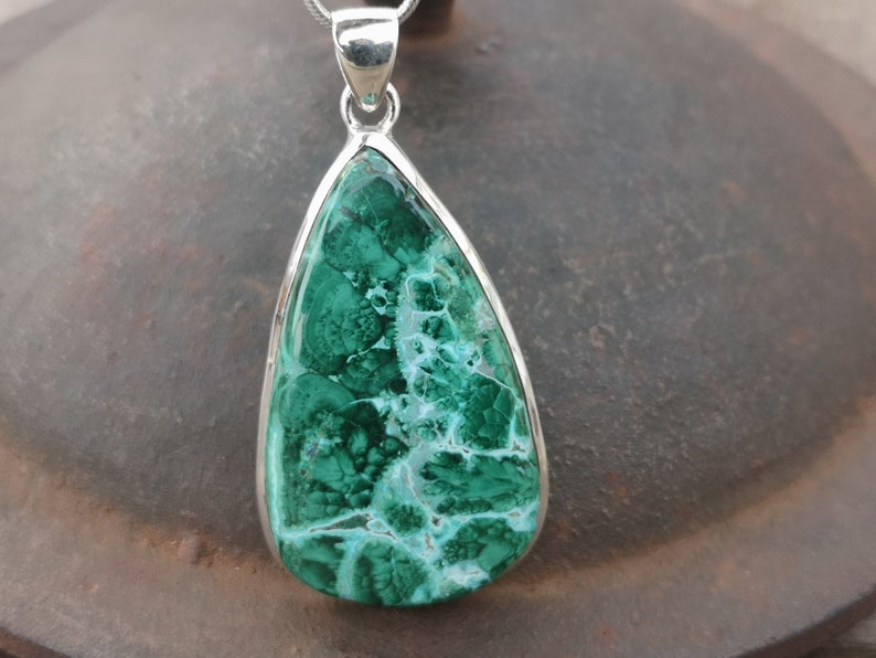 33x66mm statement pendant handmade Large Chrysocolla Malachite pendant in 925 Sterling Silver