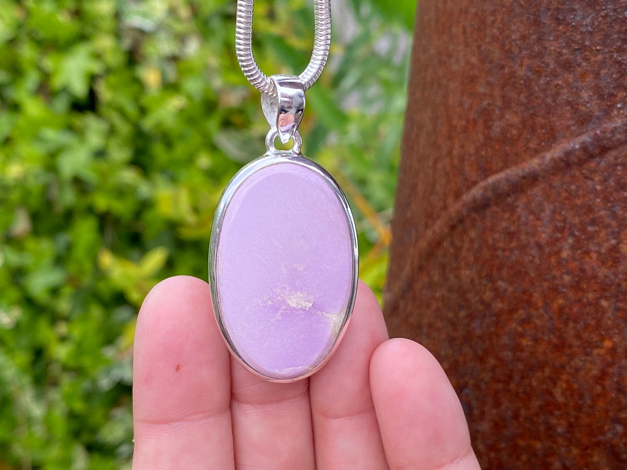 Collier Phosphosidérite Violet Et Argent Massif 925 - 44,5 Cm - Pendentif Citrine - Neuf étiqueté