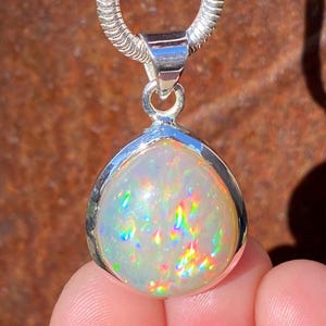 SOLD - RESERVED for KB Large natural Ethiopian Welo Opal pendant in 925 sterling silver - 17.7 carat gemstone - handmade 20x33mm pendant