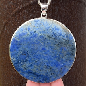 Very Large Dumortierite pendant in 925 Sterling Silver - handmade 74x89mm pendant - natural blue gemstone - necklace