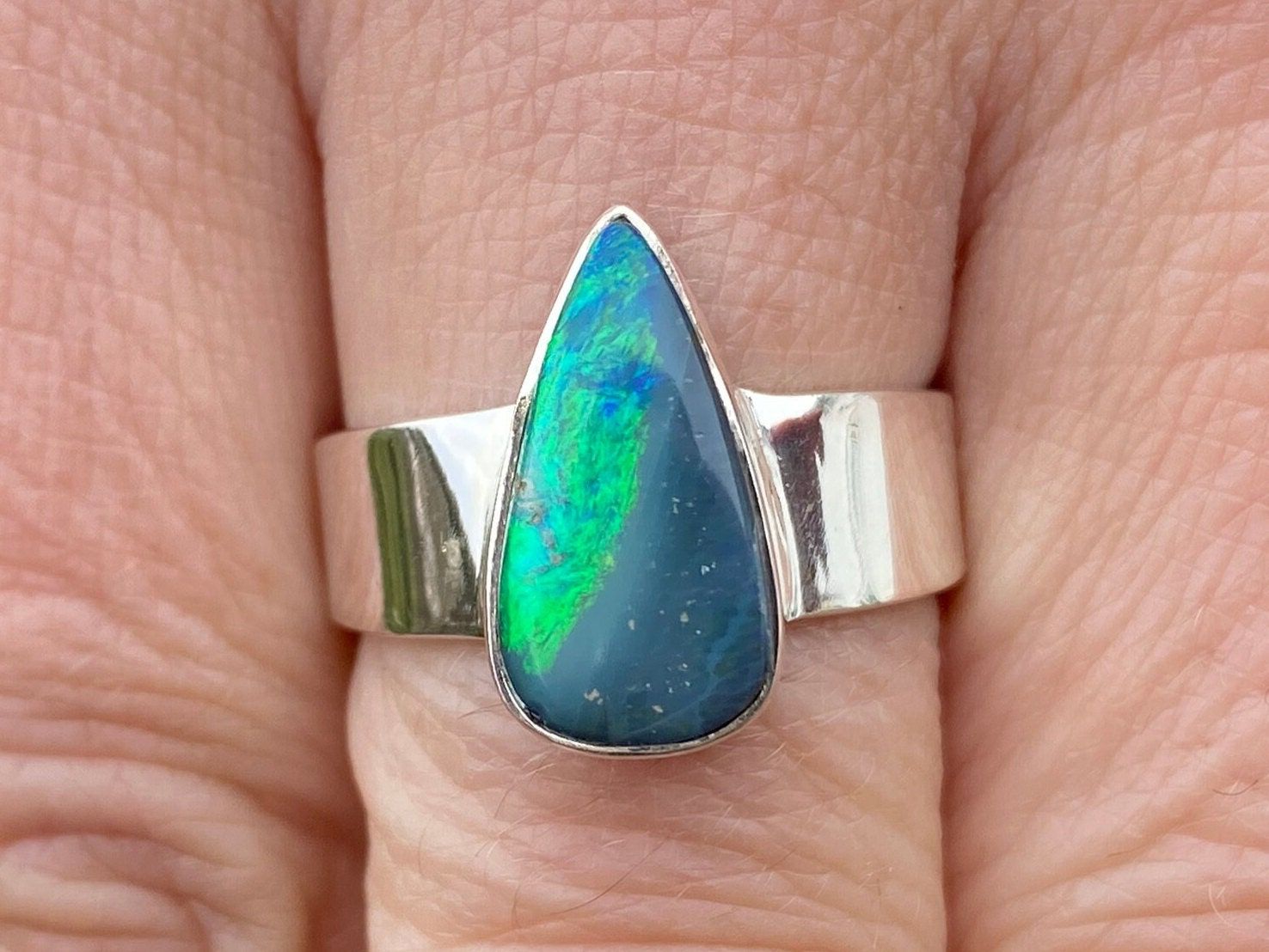 オーストラリア産オパールダブレット（サイズN、7）リング、925