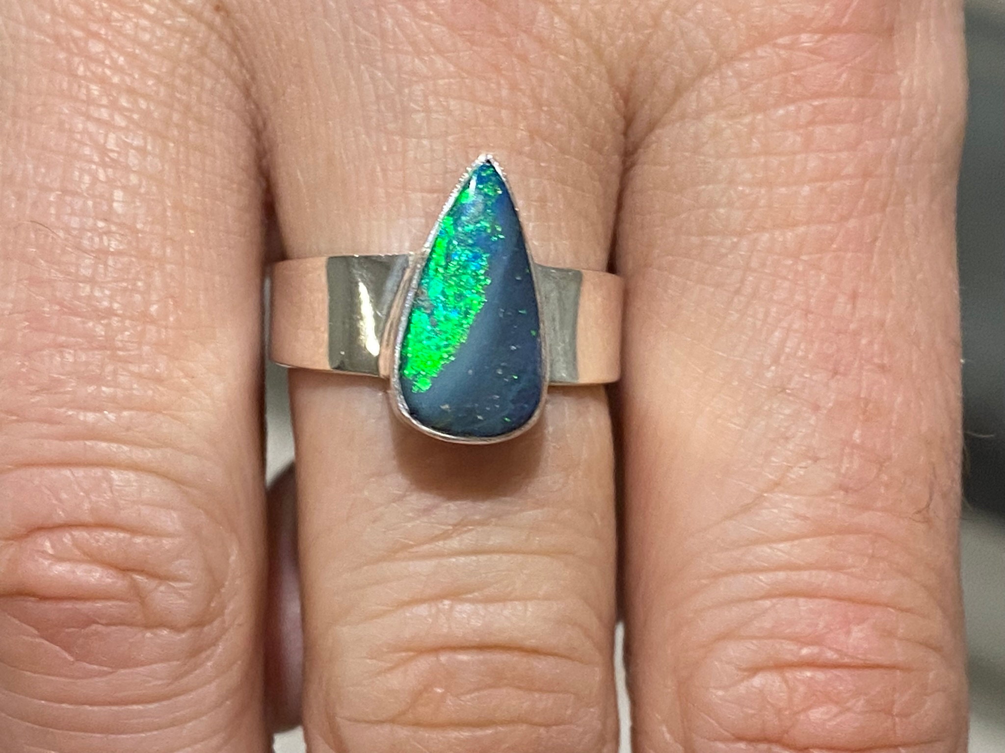 オーストラリア産オパールダブレット（サイズN、7）リング、925