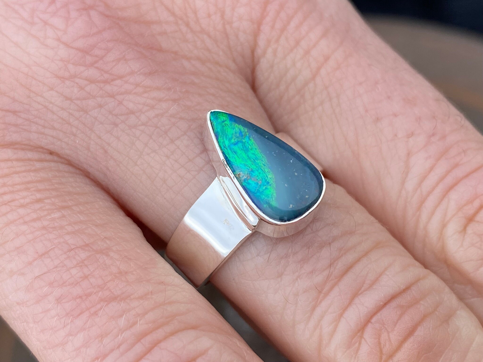 オーストラリア産オパールダブレット（サイズN、7）リング、925