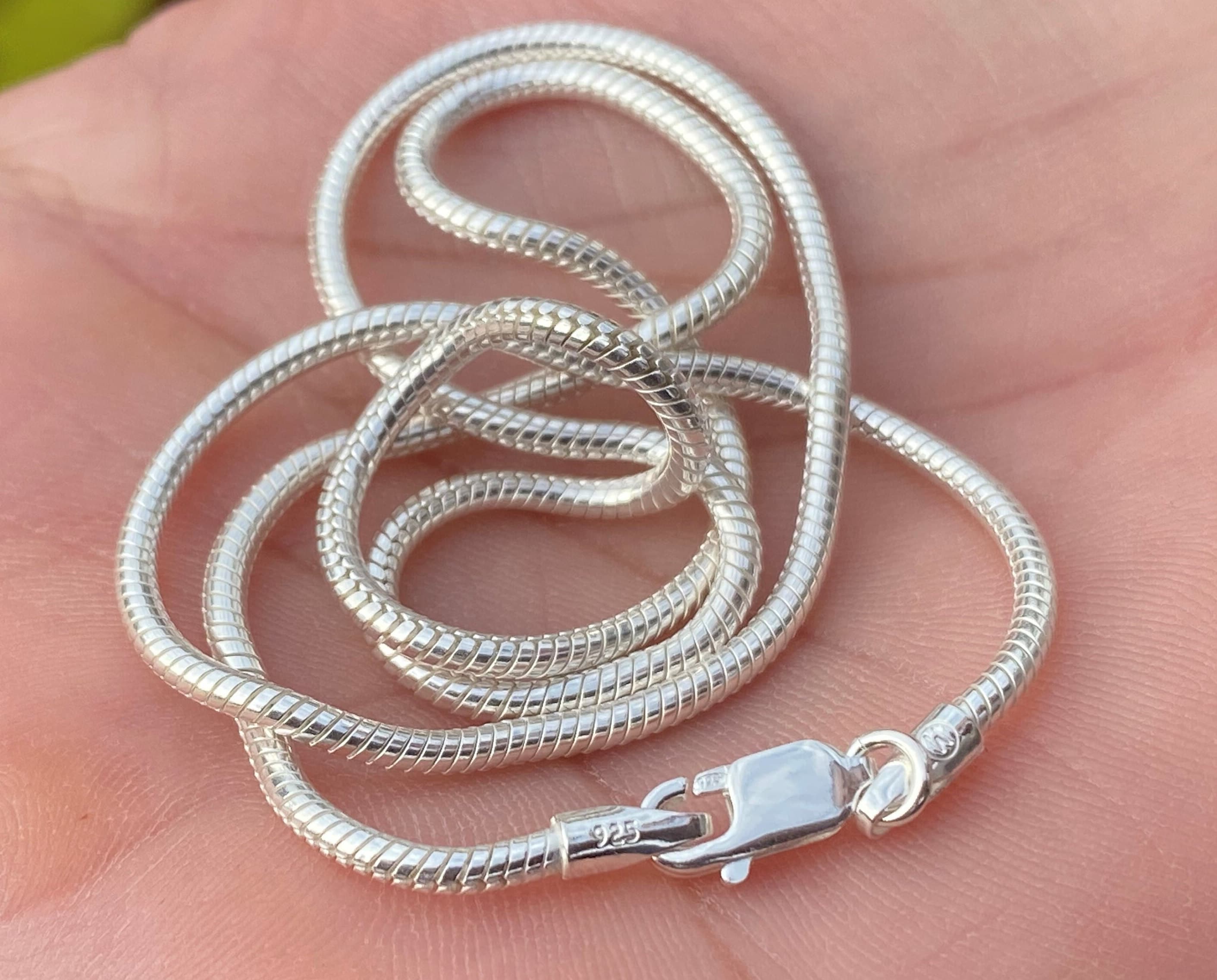 1.8mm 16 Inch Sterling Silver Snake Chain 40.5cm Length Lobster Clasp  Ladies Chain Men's Chain 