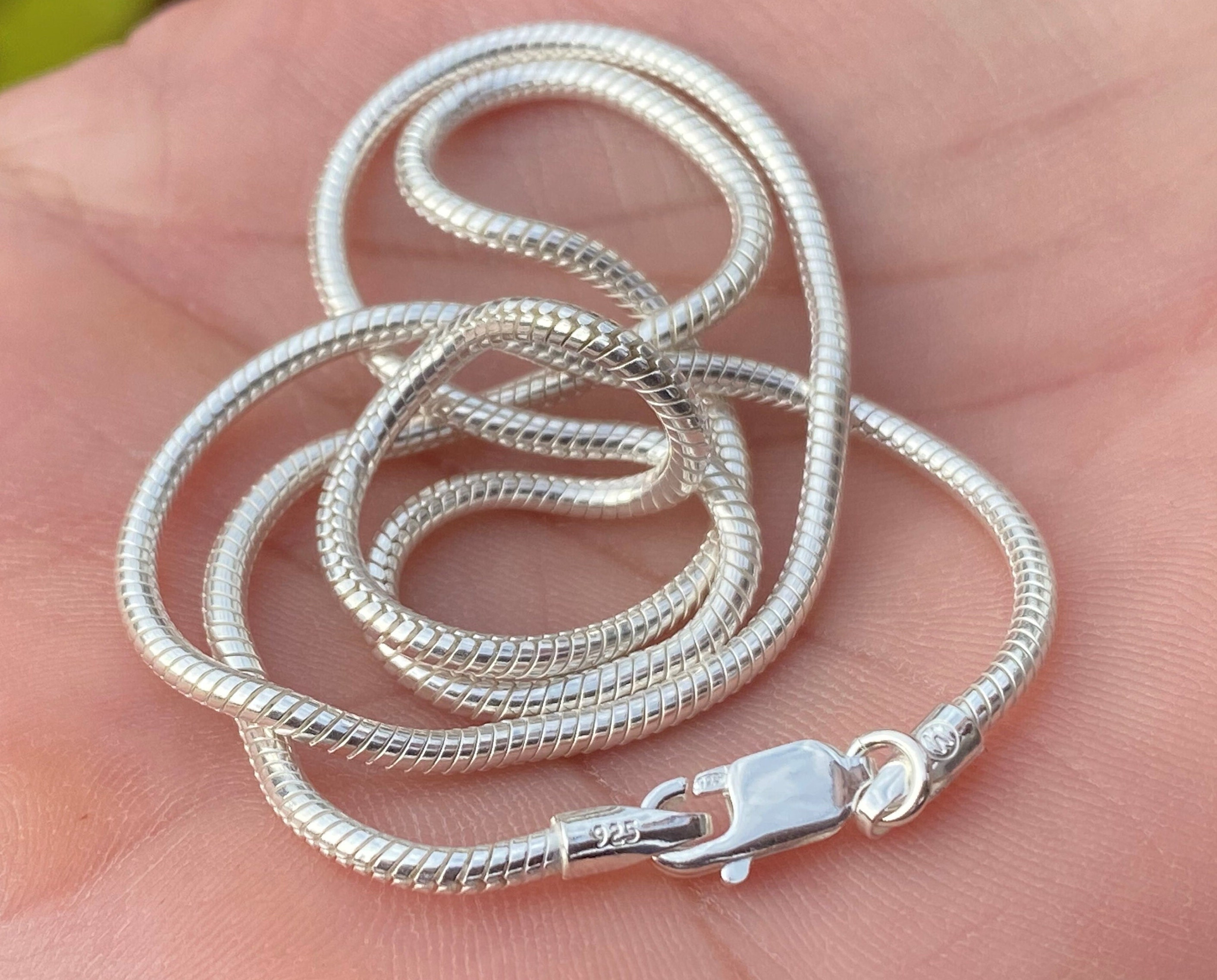 1.8mm 16 Inch Sterling Silver Snake Chain 40.5cm Length Lobster