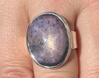 Natural Star Ruby (size P , 8) ring in 925 Sterling Silver - 15x20mm natural untreated gemstone