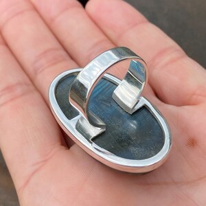 Blue Labradorite ring (size R , 8.75) ring in 925 Sterling Silver - natural 22x40mm blue gemstone - handmade ring image 10