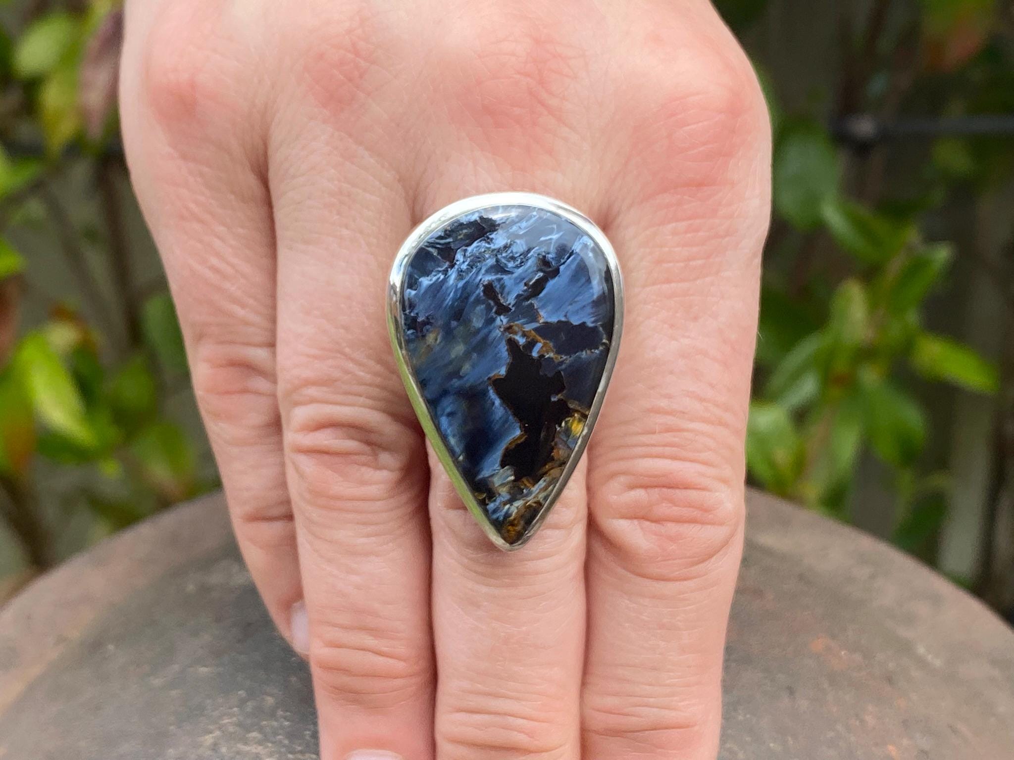 Blue Pietersite (size P 1/2 , 8.25) Ring in 925 Sterling Silver