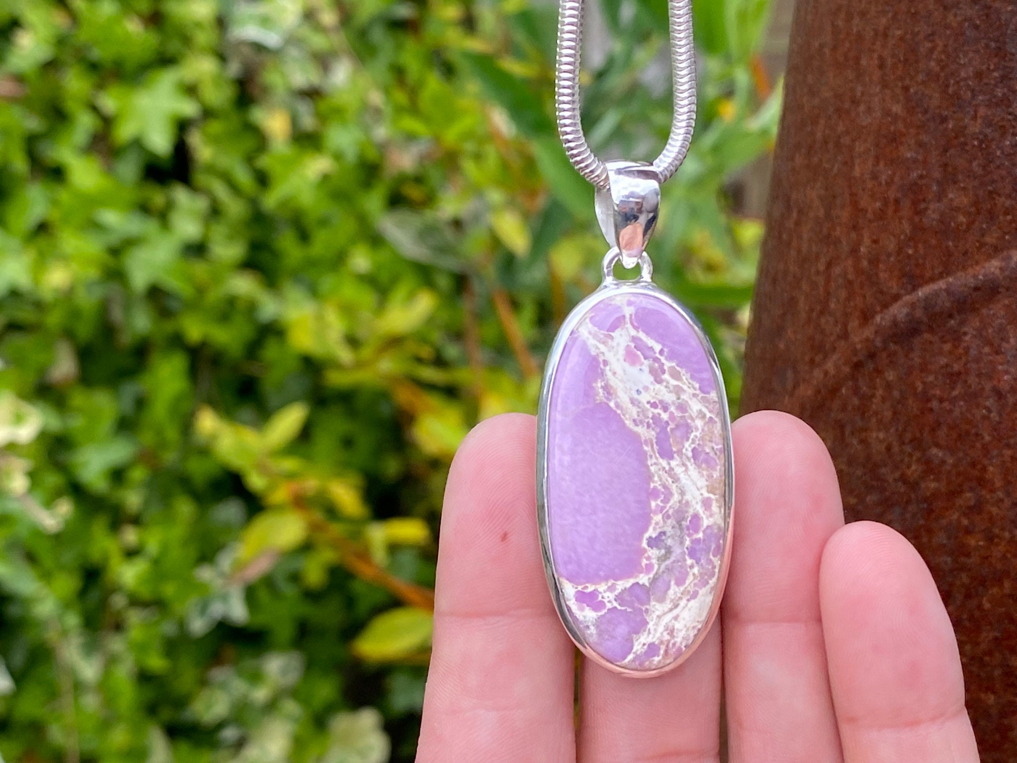 Collier En Phosphosidérite Et Argent Massif 925 - 250 Carats - 44,5 Cm - Neuf Avec étiquettes
