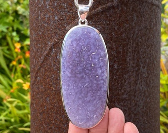 SOLD - RESERVED for A Large Indonesian Grape Agate pendant in 925 Sterling Silver - 39x98mm handmade pendant - natural purple gemstone
