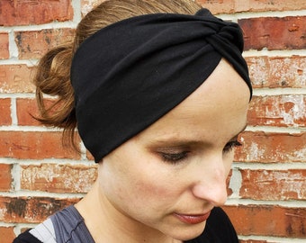 Women's Headband, Black Headband, Solid Headband, Plain Hairband, Knot Headband, Yoga Headband