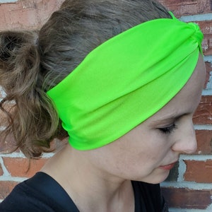 Neon Green Women&#39;s Headband, Running Headband, Knot Headband, Yoga Headband