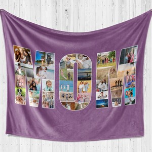 Mother's Day Gift Custom Photo Collage Fleece Sherpa Blanket - Mom Picture Collage, Personalized Mother Day Gift, Mom Throw Blanket