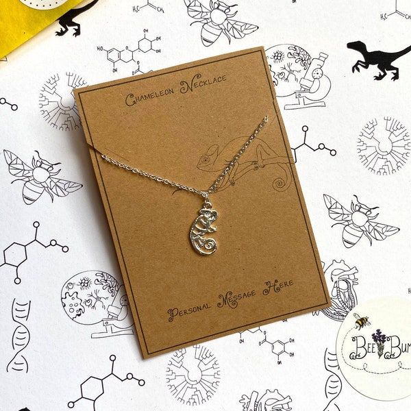 Small Chameleon Necklace with Personalised Message