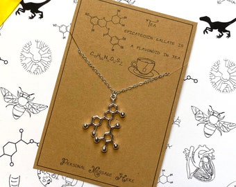 Tea Molecule Necklace with Personalised Message