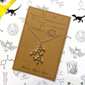 Tea Molecule Necklace with Personalised Message