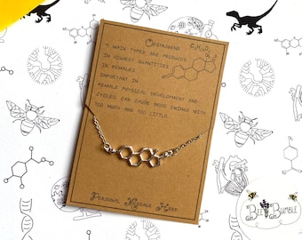 Oestrogen Molecule Necklace with Personalised Message