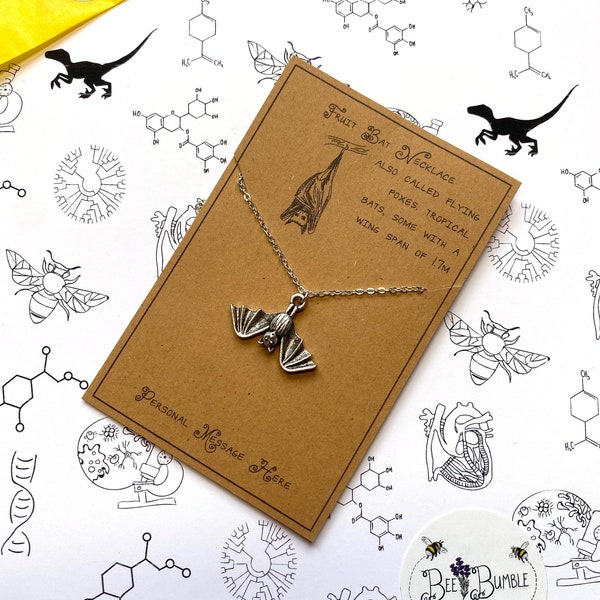 Collier de chauve-souris aux fruits avec message personnalisé