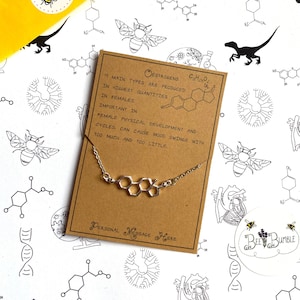 Oestrogen Molecule Necklace with Personalised Message