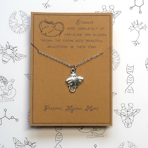 Tiny Stingray Necklace with Personalised Message