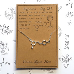 Resveratrol, Molecule in Wine, Necklace with Personalised Message