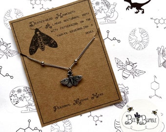 Collar de halcón calavera con tarjeta de mensaje personalizada.