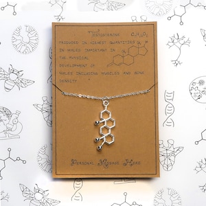 Testosterone Molecule Necklace with Personalised Message