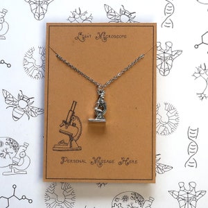 Tiny Light Microscope Necklace with Personalised Message