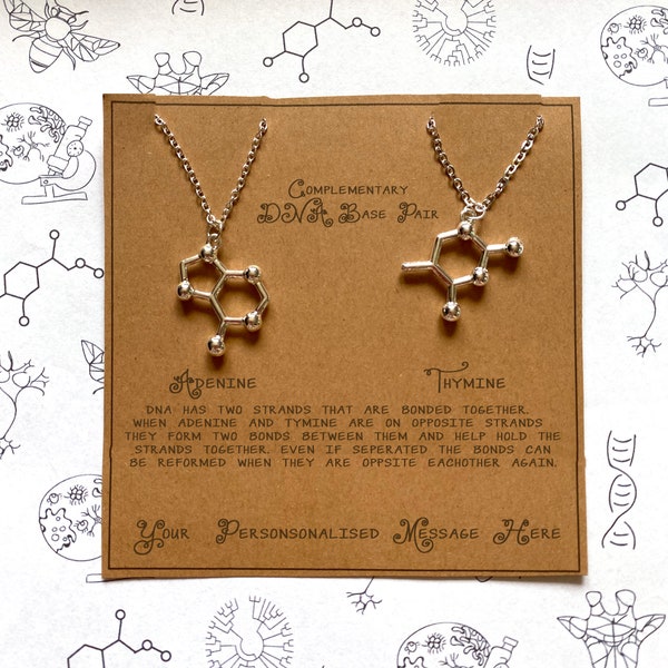 DNA Base Pair Necklaces with Personalised Message