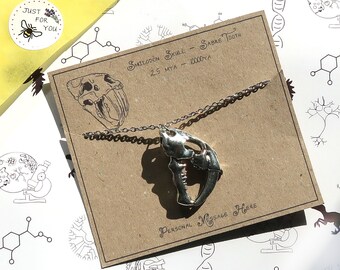 Smilodon Sabre Tooth Skull Necklace with Personalised Message