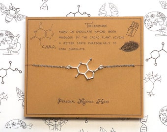 Theobromine - Chocolate Molecule Bracelet with Personalised Message