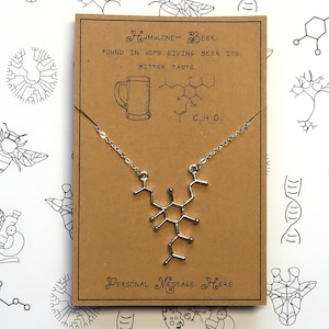 Humulone Molecule in Beer Necklace with Personalised Message