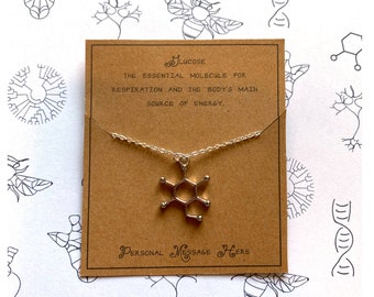 Glucose Molecule Necklace with Personalised Message